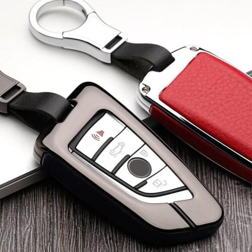 Pcmos 2019 New Leather Alloy Metal Car Key Case Cover Honder For BMW X1 X5 X6 F15 F16 F48 1/2 Series Keychain Car Styling Parts
