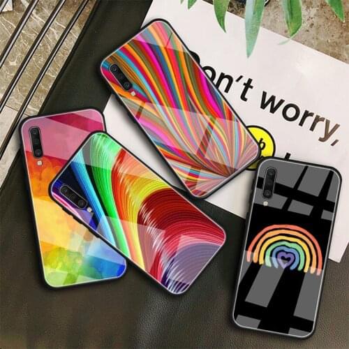 Rainbow art Tempered Glass Case For Samsung Galaxy A10S A10E A20S A20E A30S A40 A50S A60 A70 A80 A90 A6 A7 A8 Shell