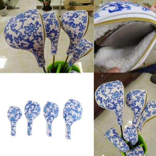 4pcs Waterproof Golf Club Head Cover Zipper 1 3 5 UT Wood Driver Headcover Golf Woods Headcover Protector Accessories