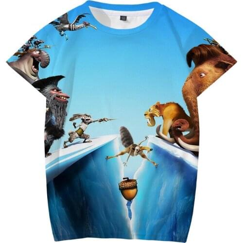 Ice Age Children Boys 3d Printing Short-sleeved Tshirt Children Animation Film Theme Fashion Short Sleeve Boys And Girls 3d Tops