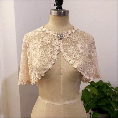 Elegant 2020 Spring Evening Wrap Lace Wedding Bolero Capes Women Jacket With brooch