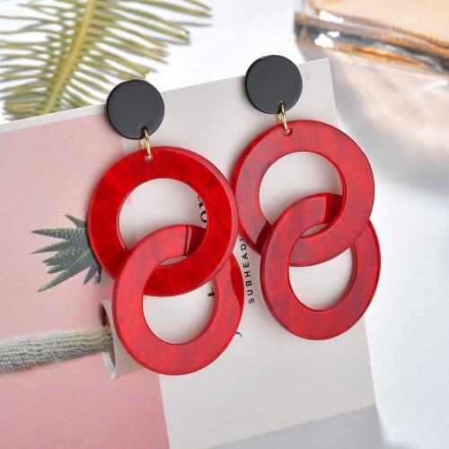 MESTILO 2019 Classical Women Statement Jewelry Double Round Colorful Acrylic Drop Earrings For Girls Locked Resin Earrings Gifts