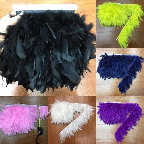 Beatiful High Quality 5Yards 13-18cm/5-7inch Turkey Feather Ribbon Turkey Feathers Trim Fringe Clothing Decoration Plume Trim