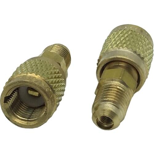 Brass union - R410A adapter for refrigerant charging in HVAC/R, 1/4 "male SAE to 5/16" female SAE charging hose for manifold