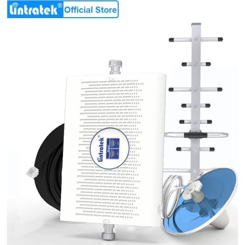 Lintratek 3G 4G signal amplifier 2100mhz+1800mhz dual band cellular signal repeater 70dB 23dBm ALC AGC cellphone amplifier kit