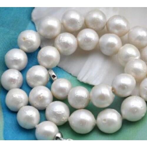 Fashion jewelry Free Shipping 18"13-17mm 100% natural round white reborn keshi pearl necklace 18inch