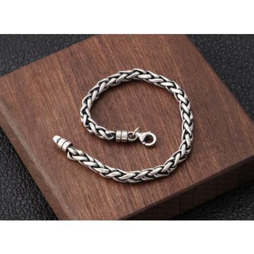 5mm 925 solid Sterling Silver Mens rope chain Bangle Bracelet jewelry A5115