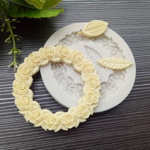 Wreath silicone mold New two leaves silicone mold Frame cake decorating tools