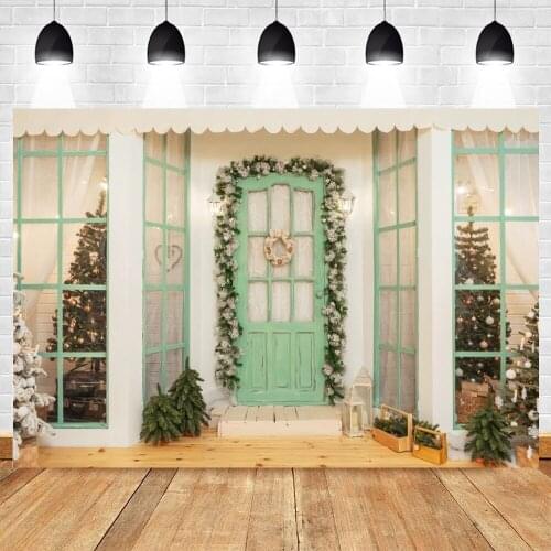 Christmas Backdrops For Photography Background Room Window Door Photo Studio Baby Portrait Vinyl Polyester Photocall Photozone