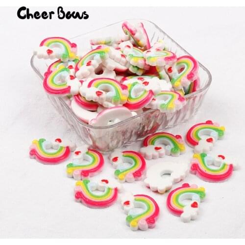 AHB Cute Resin Rainbow Patch Flat Back Cabochon Kawaii DIY Rainbow Resin Craft Decoration Embellishment For Hair Bow Accessories