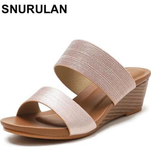 SNURULAN Summer Wedges Women Shoes Platform Leisure Woman Sandals Ladies Outer Thick Bottom Slipper Flip Flop Sandals