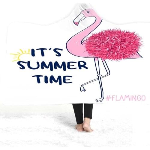 Modern Flamingo Floral Home Picnic Travel Blanket Soft Fluffy Wearable Hooded Blanket Portable Anti-Pilling Blanket Hoodie