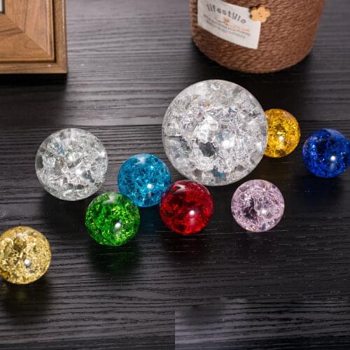 Glass Crystal Ball 30mm Fountain Bonsai Water Feature Decorative Ball Ornaments Accessories Rockery Ornaments Ice Crack Ball