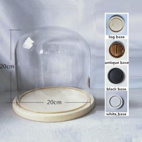 Free Shipping 20*20cm Black Base Glass Dome Home Decoration Diameter=20cm Height=20cm Glass Cover Friend Gift Wedding Favor Gift