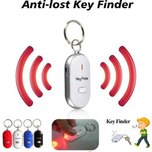LED Whistle Finder Control Alarm Anti-Lost Keyfinder Locator Tracker with Keyring Flashing Beeping Sound Electronic Anti-theft
