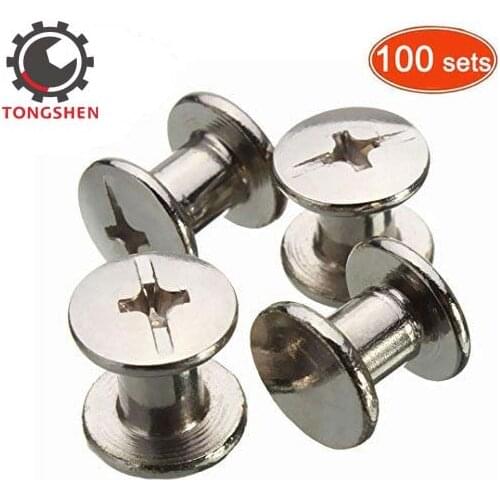 100Sets Chicago Binding Screws Sex Bolt Barrel Nut Barrel Bolt Post Screw Phillips Cross Head For Art And Leather Nail Rivets