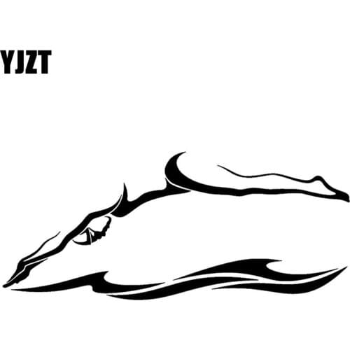 YJZT 17.7M*7.6CM Swimmer Swimming Pool Water Sport Decorate Pattern Car Door Car Sticker Vinyl Decal Accessories Black C31-0124