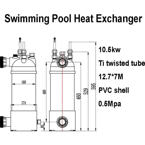 Customized 10.5KW Twisted Tube Heat Exchanger, Swimming Pool Titanium Condenser