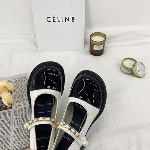 Spring And Summer New All-Match Round Head Shallow Mouth Mary Jane Womens Shoes Fashion Color Matching Small Leather Shoes