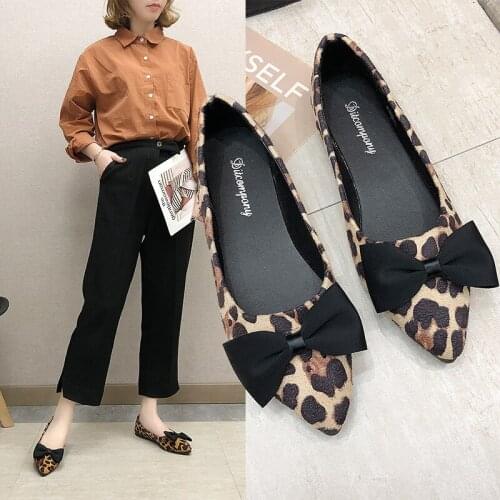 Vogue Womens Shoes Vogue Flock Pointed Toe Flat Women Leopard Shoes Butterfly-kont Casual Shoes for Woman Zapatillas Mujer