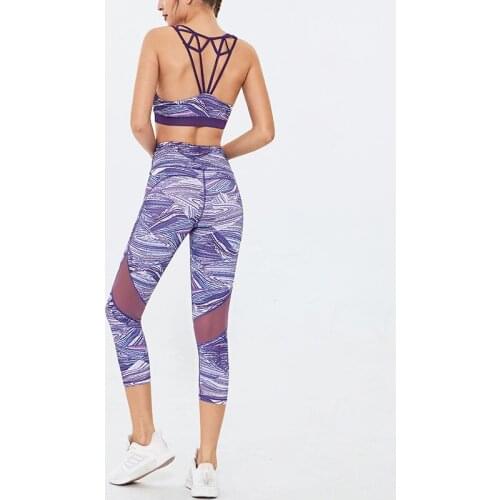 Womens Yoga Suit 2 Piece Workout Sports Bra and Leggings Set Sports Wear for Hit Color Women Gym Tracksuit