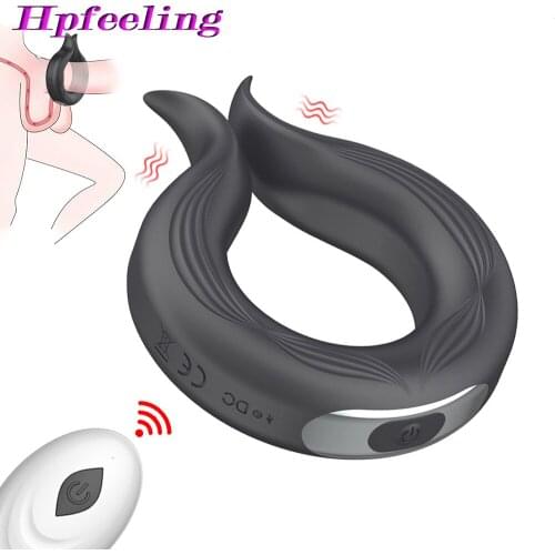 10 Frequency Vibrator Cock Silicone Rings Sex Toys for Men Male Erection Delay Ejaculation Strong Vibrator Penis Vibrating Ring