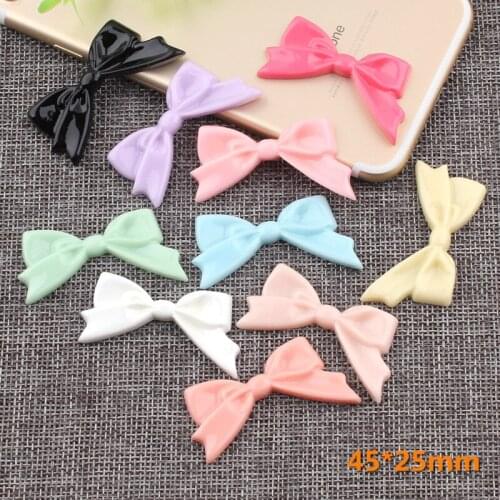 10pcs 45*25MM DIY Resin bow tie bowknot charms flatback cabochon sticker kawaii resin craft jewelry making ornament decoration