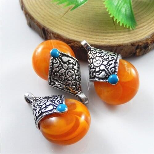 10pcs/lot Vintage Women Male Stone Pendant Jewelry 31*18mm charms Chokers Necklace Jewelry Charms Handmade Etnic Gift Top gift