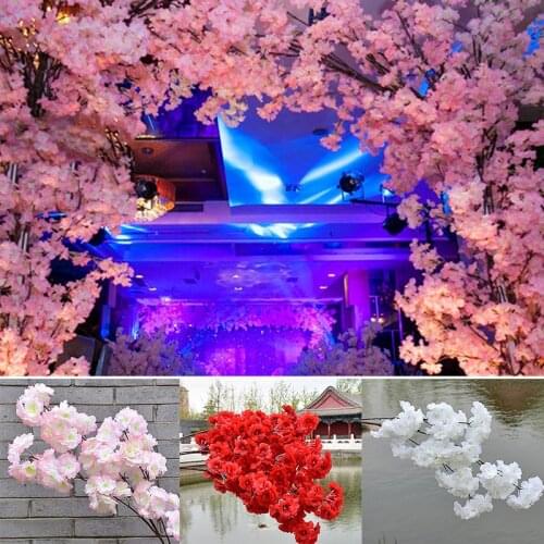 120cm Big Encryption Silk Cherry Blossom Artificial Flower Weeding Arch Decoration Backdrop Cherry Branch Wisteria Vine Peach