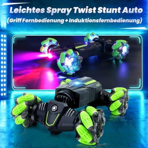2.4G Stunt Car 4WD Gesture Induction Remote Control Dual-Mode In-situ 360° Rotation With Music Light Spray RC Car Toys Boys Kid