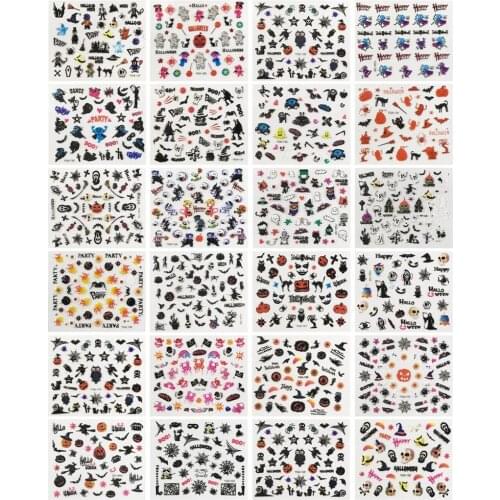 24Pcs Childrens nail stickers waterproof cute Halloween decals pumpkin/ ghost /environmentally friendly 3D cartoon nail decals