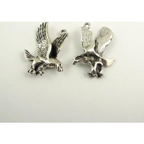 25pcs/pack Fashion Beautiful Antique Eagle Charms Necklace Pendant Vintage 27x19mm Bracelet Accessories Hot Sale 38495