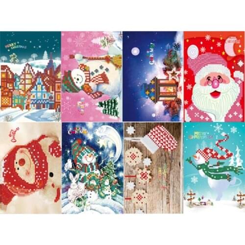 8pcs 5D DIY Drill Diamond Painting Greeting Card Birthday Xmas Party Gifts