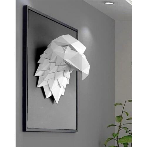3D EAGLE HEAD STATUE HOME DECORATION ACCESSORIES ANIMAL ABSTRACT SCULPTURE WALL HANG DECOR STATUE LIVING ROOM MURAL ART CRAFT