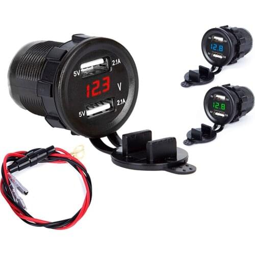 Cigarette Lighter Socket Dual USB Charger Car Charger 5V 4.2A led display Power Adapter usb car socket Car Motorcycle