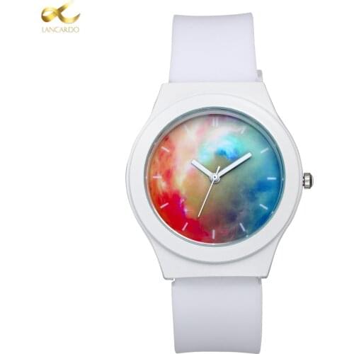 LANCARDO 2021 Fashion Harajuku Star Women Watch Resin Super Soft Band Watch Simple Transparent Watches For Lady Girls Watch