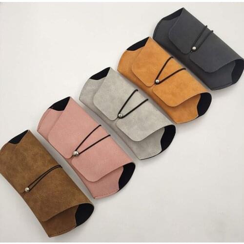 NEW 1PCs Men Women Matte Leather Sunglasses Case Fold-able Buckle Glasses Box Eyeglass Holder Bag Protector Eyewear Accessories