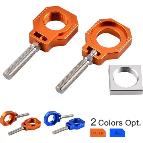 CNC Rear Wheel Axle Blocks Chain Adjuster For KTM 125 150 200 250 300 350 400 450 500 505 525 530 EXC EXC-F EXCF 2000-2018 Pair