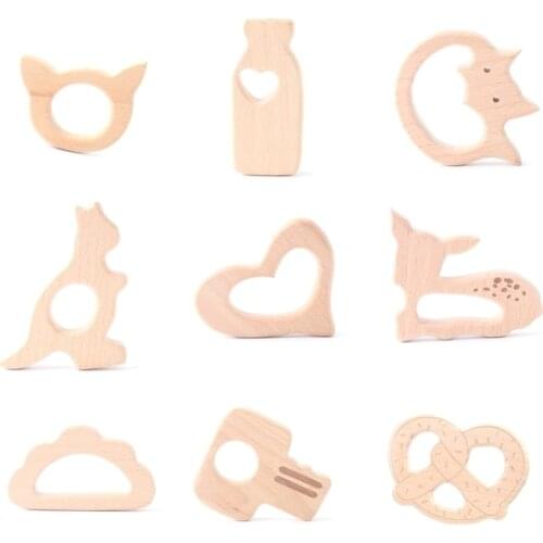 Mamihome 1pc Wooden Teether Wood Pendant For Pacifier Chain Teething Toys Cute Animal Shape Food Grade Materials Baby Teethers