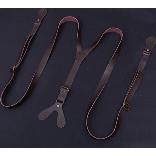 Two-layer leather strap with lazy waist belt suspenders with shoulder straps to match clothes with straps