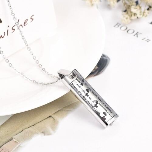 IJD9137 Dog/Cat Paw Cremation Wholesale Cheap Pet Urn Necklace Jewelry Keepsake Memorial Ash Holder Personalized Urn Necklace