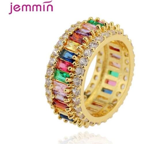 Hot Fashion Colorful Crystal Paved Jewelry Sets 100% 925 Sterling Silver Finger Rings Necklace Bracelets Bangles For Wedding