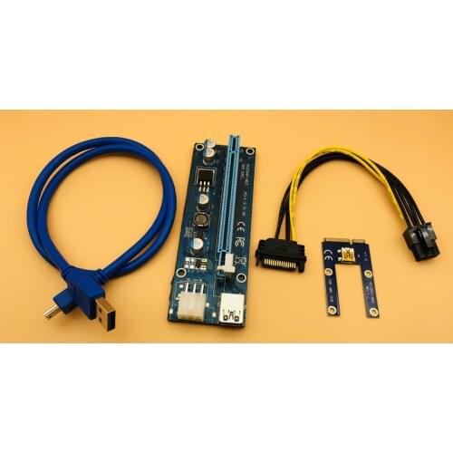 Mini PCI-E to PCIe PCI Express 1x to 16x Extender Riser Card 60cm USB 3.0 Adapter SATA 6Pin Power Cable for Bitcoin BTC Mining