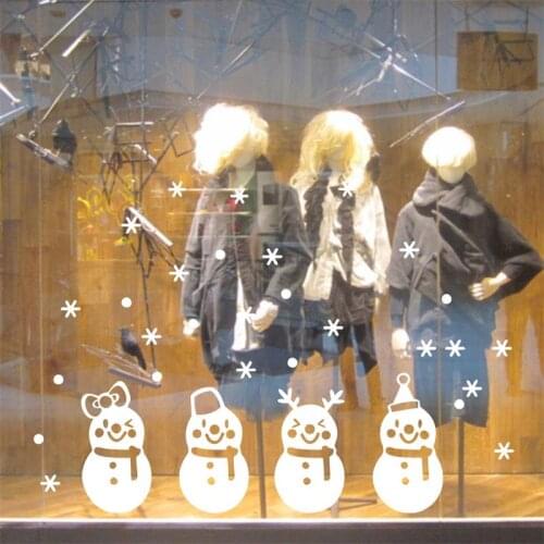 Snowman Snowflake Christmas Decoration Store Shop Window Glass Sticker New Year Christas Decor