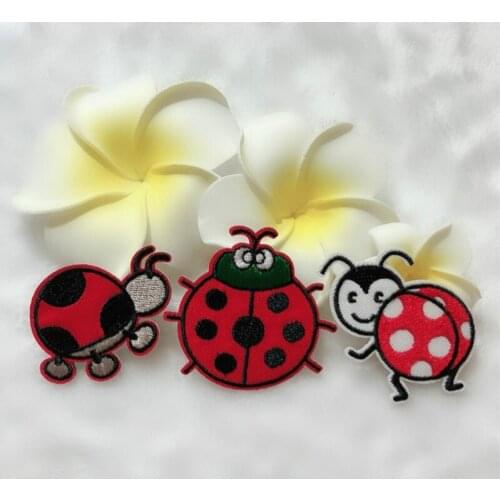 50pcs/lot Embroidery Patches Ladybug Kids Clothing Decoration Accessories Animal Insect Diy Iron Heat Transfer Applique