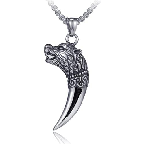 Not Fade Cool Ice Wolf & Spike Stainless Steel Pendant Necklace Drop Shipping