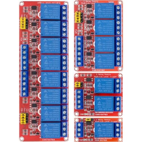 New Relay module 1 2 4 8 Channel 12V Relay Module Board Shield with Optocoupler Support High and Low Level Trigger for Arduino