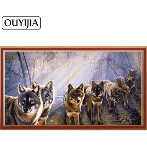 OUYIJIA 5D Diy Wolf Animal Diamond Painting Wolves Cross Stitch Needlework Diamond Mosaic Embroidery Painting Home Decoration