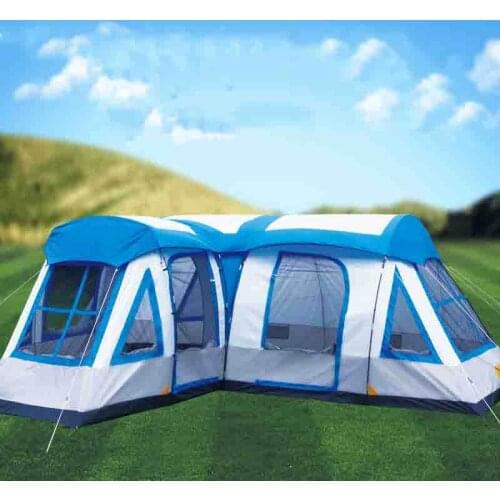 8-12 Person Use 3 Bedroom Camping Tent Double Layer Waterproof Gazebo Pergola Awning Family Party Tent Gran Espacio Sun Shelter