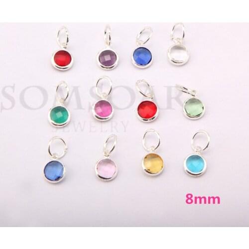 12 Color Mixed 8/10/12mm Birthstone Crystal Dangles with silvering gold rose gold Rings for DIY Wiring Baby Bracelet & Necklace